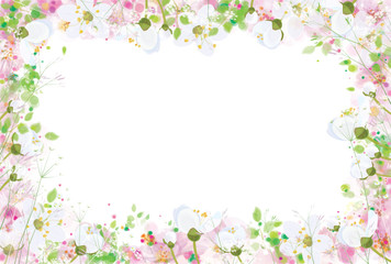 Naklejka na ściany i meble Vector beautiful, floral frame, isolated on white background.