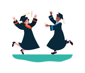 interracial couple students graduated celebrating