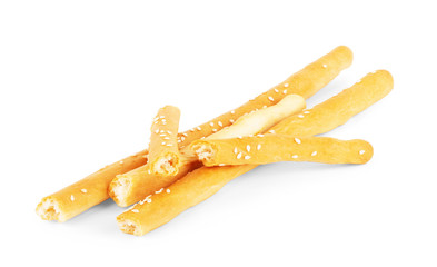 bread sticks on white background