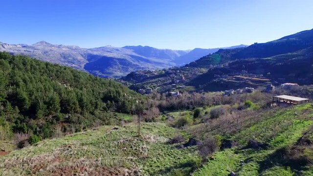 Aerial view of the village of Lassa, Mount Lebanon