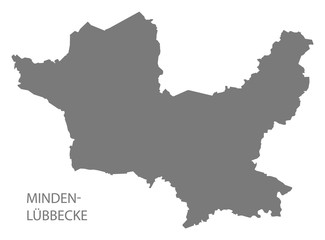 Minden-Luebbecke grey county map of North Rhine-Westphalia DE