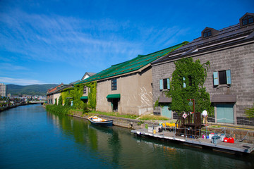 Fototapeta na wymiar 北海道小樽市の運河沿いの風景