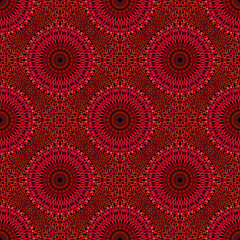 Red mandala garden pattern design background - bohemian seamless floral spiritual elegant abstract oriental vector art graphic