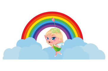 beautiful magic fairy in rainbow character