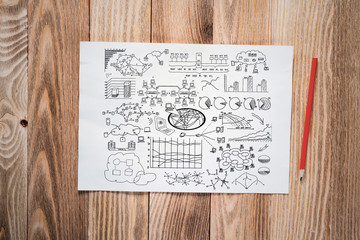 Naklejka premium Data centre engineering pencil hand drawn