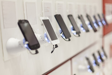 new mobile phones in showroom