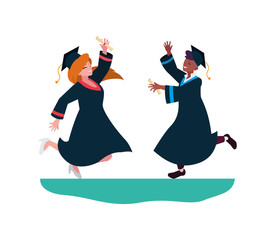 interracial couple students graduated celebrating