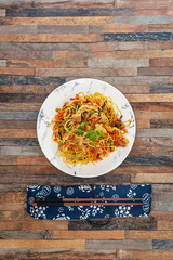 Noodles with Vegetables and Chicken © ilolab
