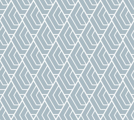 Abstract geometric pattern with stripes, lines. Seamless vector background. White and blue ornament. Simple lattice graphic design