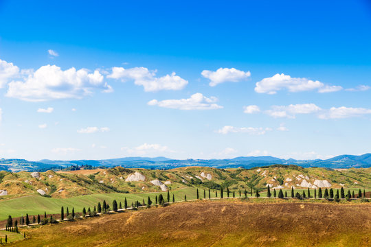 Summer view of Crete Senesi in Tuscany, Italy