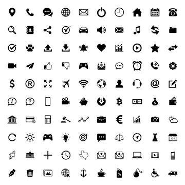 100 Icons For Web, web icons set vector.  Social media icons vector