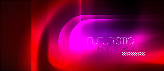 Neon glowing techno lines, blue hi-tech futuristic abstract background template