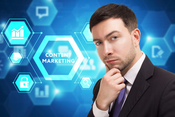 The concept of business, technology, the Internet and the network. A young entrepreneur working on...