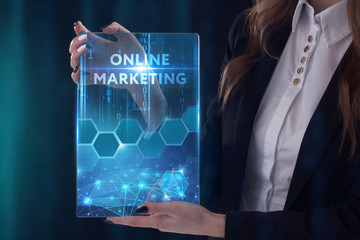 The concept of business, technology, the Internet and the network. A young entrepreneur working on...
