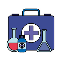 medical kit with tube test and bottle drugs