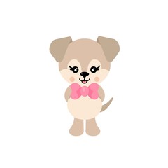 cartoon cute dog with bow vector
