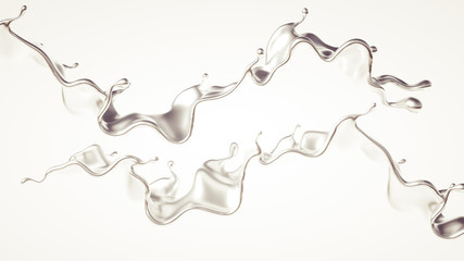 Silver splash. 3d illustration, 3d rendering.