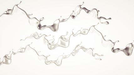 Silver splash. 3d illustration, 3d rendering.
