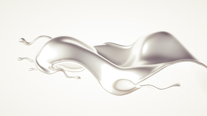 Silver splash. 3d illustration, 3d rendering.