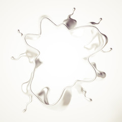 Silver splash. 3d illustration, 3d rendering.
