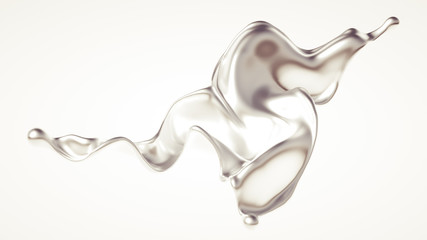 Silver splash. 3d illustration, 3d rendering.