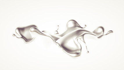 Silver splash. 3d illustration, 3d rendering.
