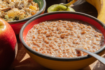 Cereal with milk breakfast