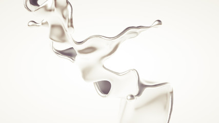 Silver splash. 3d illustration, 3d rendering.