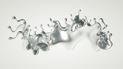Silver splash. 3d illustration, 3d rendering.