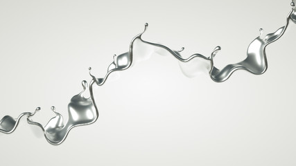 Silver splash. 3d illustration, 3d rendering.