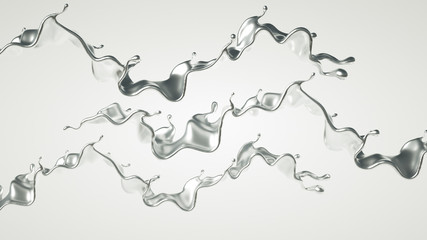 Silver splash. 3d illustration, 3d rendering.