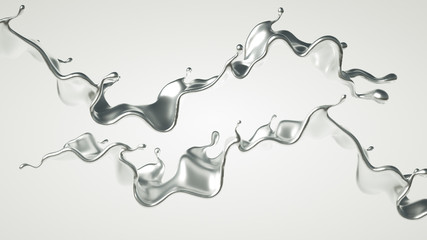 Silver splash. 3d illustration, 3d rendering.