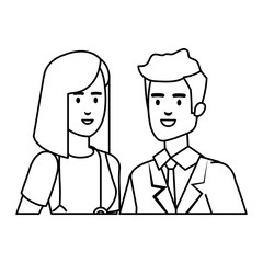 couple of professionals doctors avatars characters