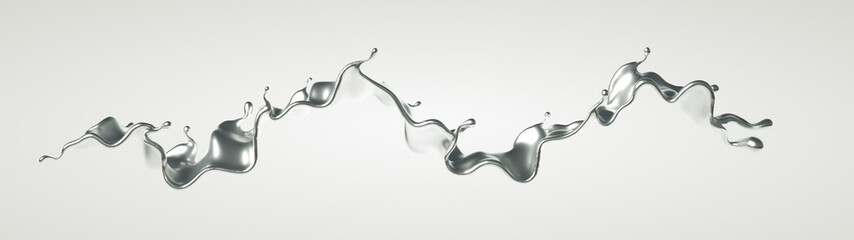 Silver splash. 3d illustration, 3d rendering.