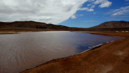 Salt evaporation pond on the island of Sal