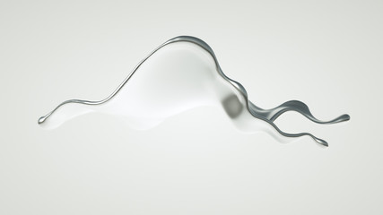 Silver splash. 3d illustration, 3d rendering.