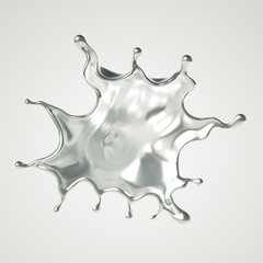 Silver splash. 3d illustration, 3d rendering.