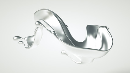 Silver splash. 3d illustration, 3d rendering.