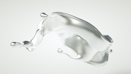 Silver splash. 3d illustration, 3d rendering.