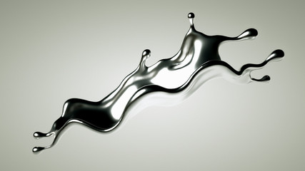 Silver splash. 3d illustration, 3d rendering.