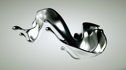 Silver splash. 3d illustration, 3d rendering.