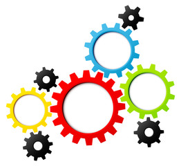 4 Bunte und Schwarze Zahnräder