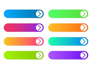 Fototapeta premium Set of colorful empty web buttons with white arrows. Template design in minimalistic style for web or mobile apps.