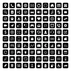 100 Icons For Web, web icons set vector.  Social media icons vector