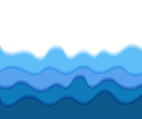 Fototapeta na wymiar abstract blue sea with paper waves, vector illustration