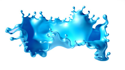 Beautiful turquoise paint splash. 3d illustration, 3d rendering.