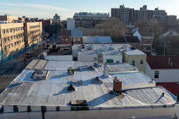 New York City rooftop, on a bright and sunny day, wide-angle, Bronx, NY - obrazy, fototapety, plakaty