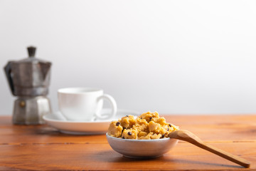 a serving of homemade cookie dough on a white background.