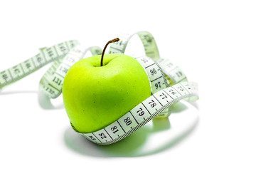 Centimeter with green apple