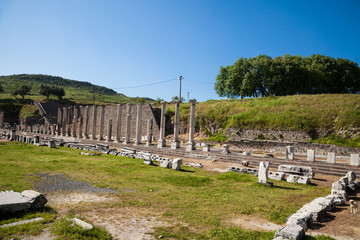 Asklepion Temple and amphitheater in Pergamon izmir Türkiye 